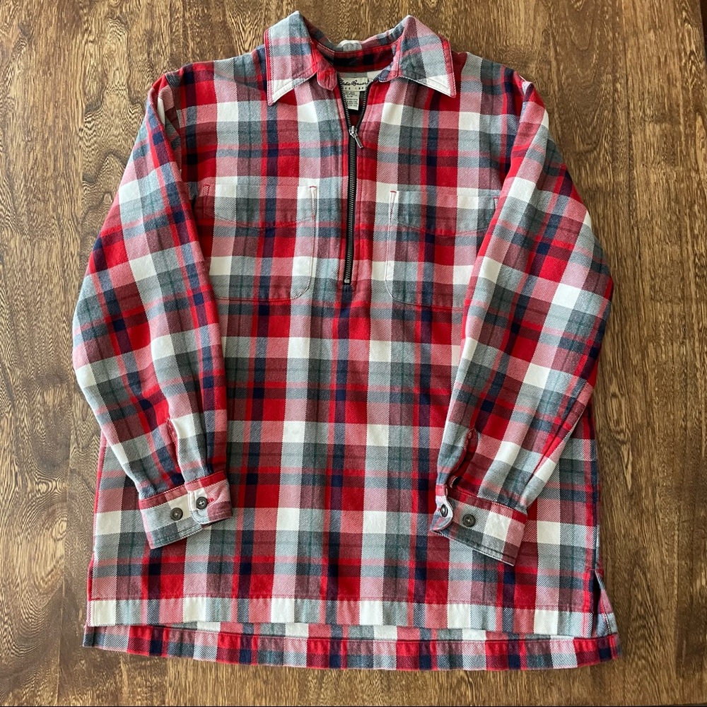 Vintage Eddie Bauer 1/4 Zip Flannel Shacket